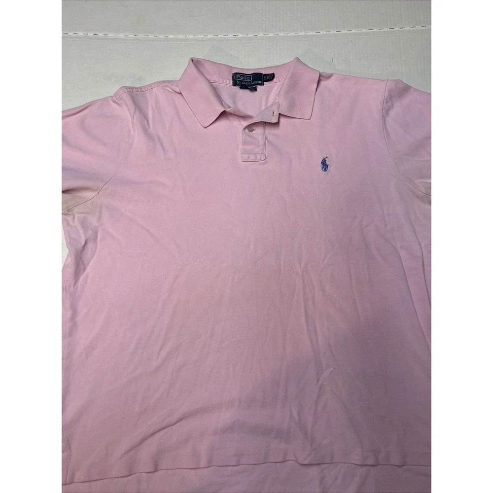 Vintage Polo Ralph Lauren Polo Shirt Men's XXL Pink Blue Pony‎ Rugby See Details